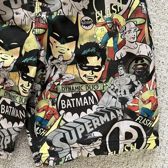 Batman Mens Swim Trunks Board Shorts Sz XL DC Comics Robin Flash Pop Art Black - Picture 5 of 12